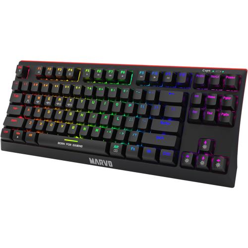 Tastatura Wireless Marvo KG953W, Rainbow LED, Bluetooth/USB, Black