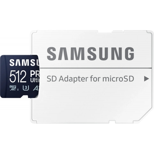 Memory Card microSDXC Samsung PRO Ultimate MB-MY512SA/WW 512GB, Class 10, UHS-I U3, V30, A2 + Adaptor SD