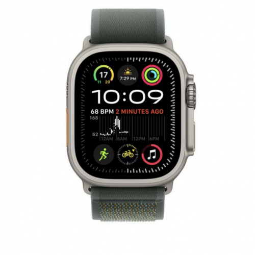 Curea SmartWatch Apple MXTP3ZM/A, 49mm, Green Trail Loop/Natural Titanium Finish/Medium