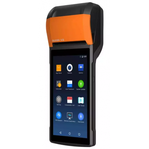 Terminal mobil SUNMI V2s Plus, 6.22inch, BT, Wi-Fi, 4G, NFC, GPS, GSM, Black-Orange