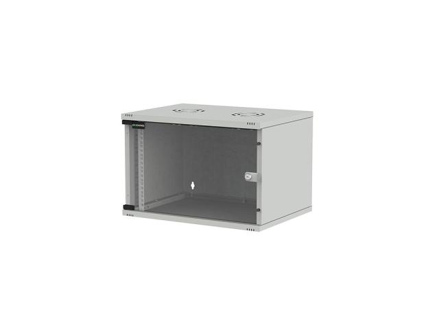 Rack 19'' 6U 540x400, de perete, dezasamblat, usa fata sticla, gri, capacitate 30kg, seria D-SOHO BASIC, DECKRO