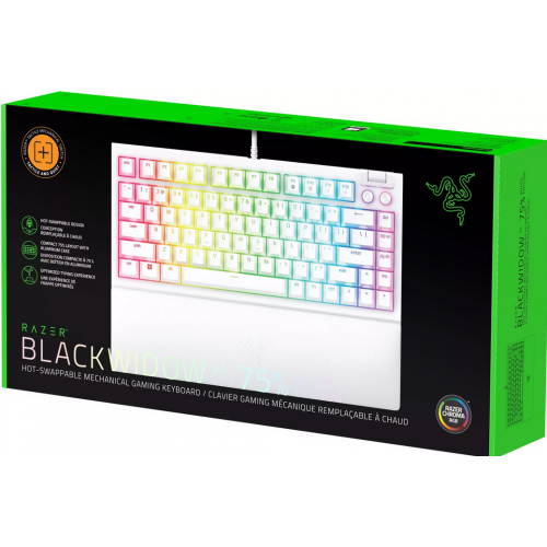 Tastatura Razer BlackWidow V4 75%, RGB LED, USB-A, White