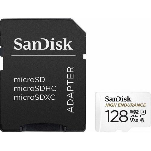 Memory Card microSDXC SanDisk by WD High Endurance 128GB, Class 10, UHS-I U3, V30 + Adaptor SD