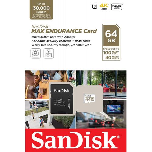 Memory Card microSDXC SanDisk by WD Max Endurance 64GB, Class 10, UHS-I U3, V30 + Adaptor SD