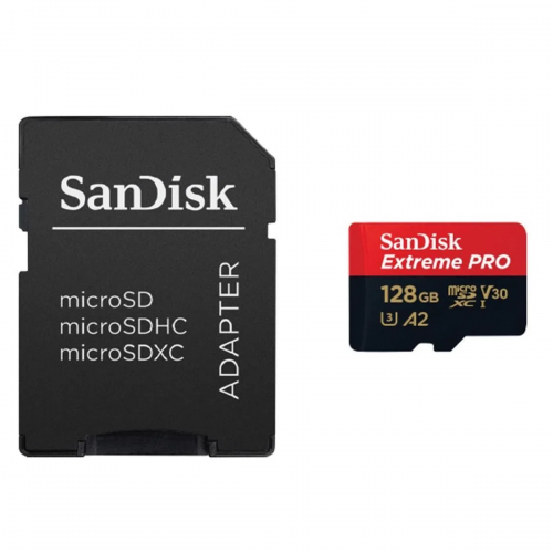 Memory Card microSDXC SanDisk by WD Extreme Pro 128GB, UHS-I U3, V30, A2, Class 10 + Adaptor SD