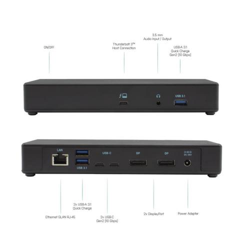 Docking Station I-tec TB3CDUALDPDOCKPD, Black