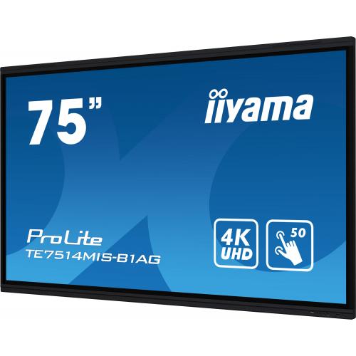 Display Interactiv Iiyama Seria ProLite TE7514MIS-B1AG, 75inch, 3840x2160pixeli, Black