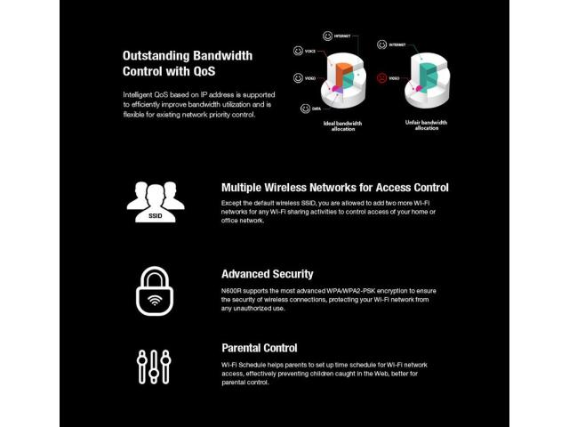 Totolink N600R | Router WiFi | 600Mb/s, 2,4GHz, MIMO, 5x RJ45 100Mb/s, 4x 5dBi
