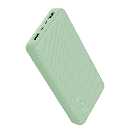 Baterie portabila Trust Primo Ultra-thin Eco, 20000mAh, 2x USB, 1x MicroUSB, 1x USB-C, Green