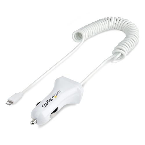 Incarcator auto Startech USBLT2PCARW2, 1x USB-A, 1x Lightning male, White